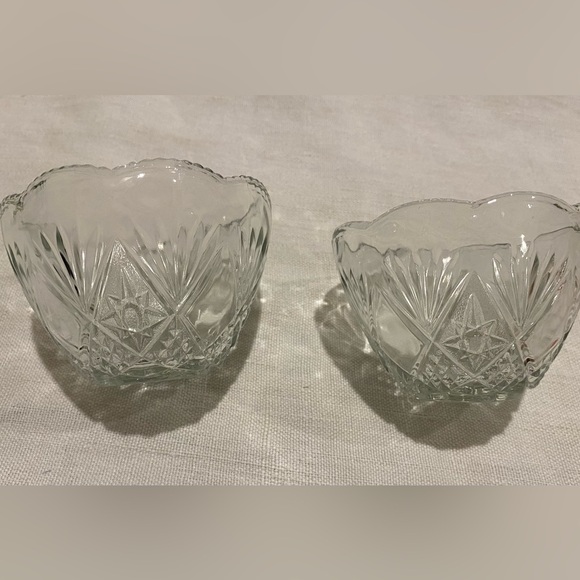 Vintage 2 PineCut Collection Crystal Cut Glass Candle Holder/Nut Bowl/ice cream - Picture 4 of 6